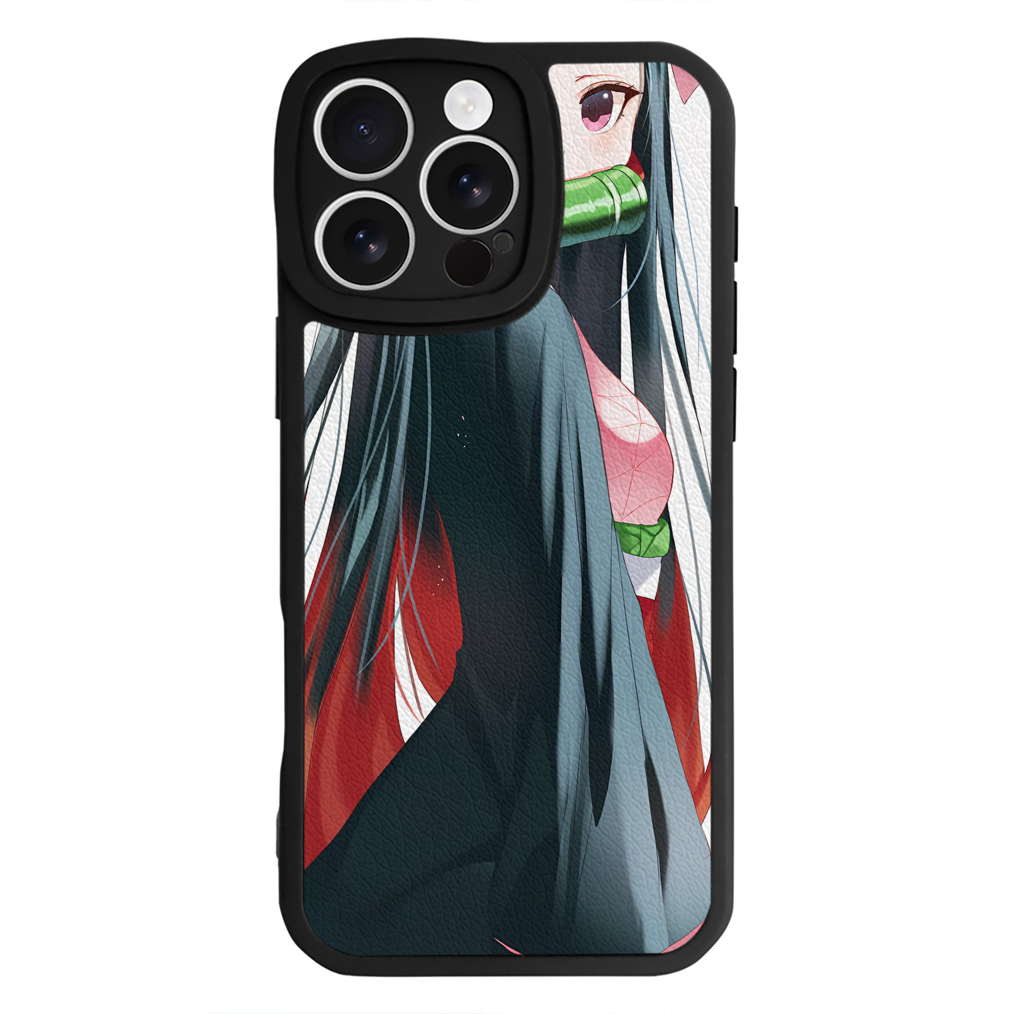 （画像用） 鬼滅の刃（きめつのやいば）竈門 禰󠄀豆子／かまど ねずこ Kamado Nezuko 【iPhone 16シリーズ対応】シリコンスマホケース（レザー調） 材質：シリコン